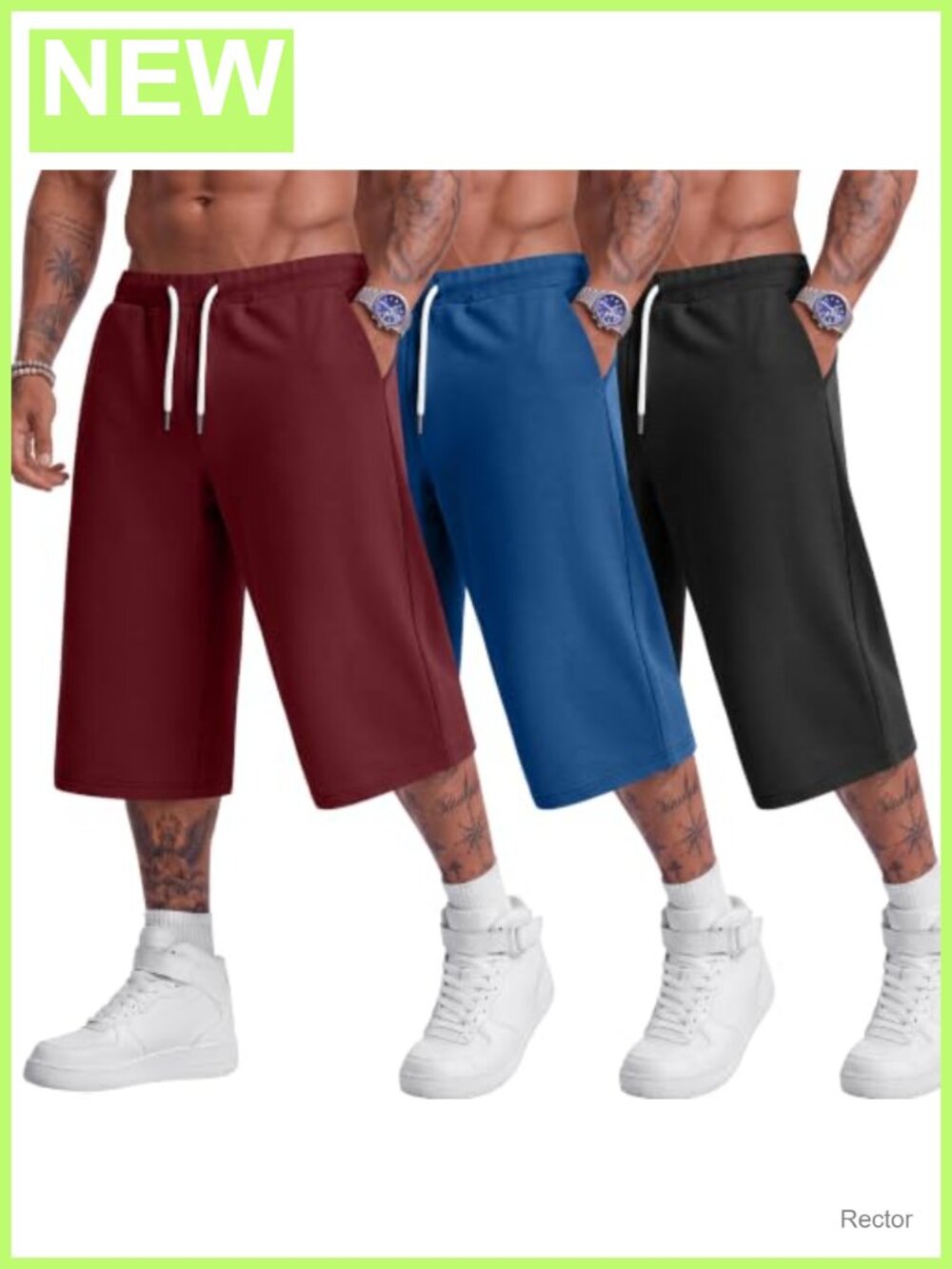 Big and Tall Men's Capri Pants 3-Pack Cotton Polyester Lounge